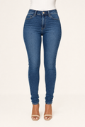 Cotton Blend Stretch Skinny Jeans | Push-Up Fit | Mid Blue