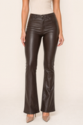 Viscose Blend Flared Trousers | High Waist | Brown