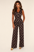 Polyester Blend Polka Dot Waistcoat and Trouser Co-ord Set | Tailored | Brown
