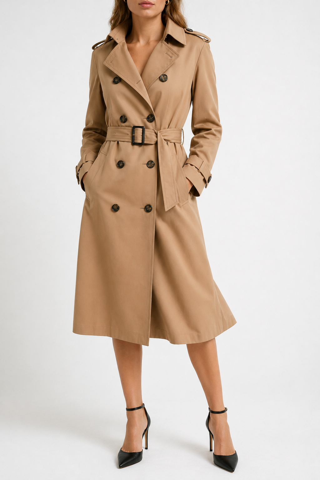 Voura camel wool-blend longline coat relaxed fit autumn winter below knee