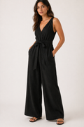 Linen Jumpsuit | Belted Waist | V-Neck | Summer One-Piece