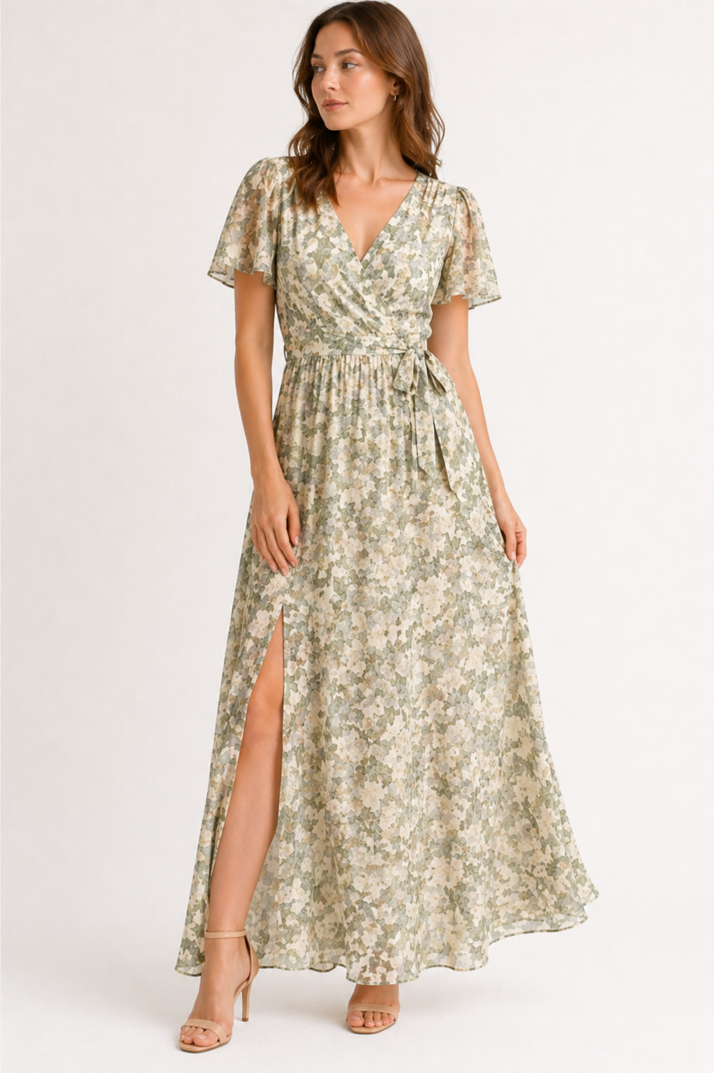 Floral Print Maxi Dress | V-Neck | Wedding Guest