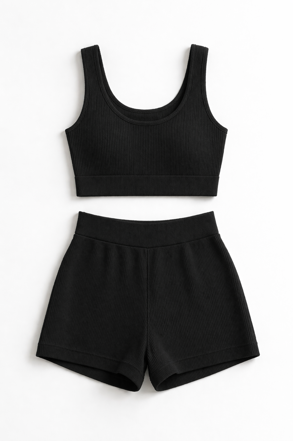 Ribbed Co-ord Set | Crop Top & High-Waist Shorts