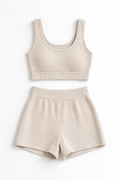Ribbed Knit Co-ord Set | Crop Top & High-Waist Shorts
