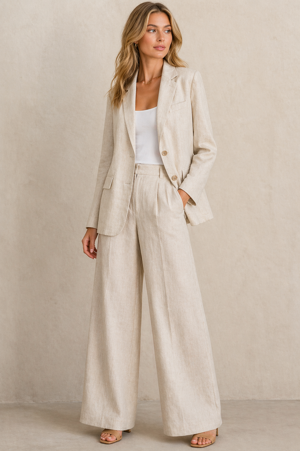 Linen Co-ord Set | Blazer & Wide-Leg Trousers | Occasion