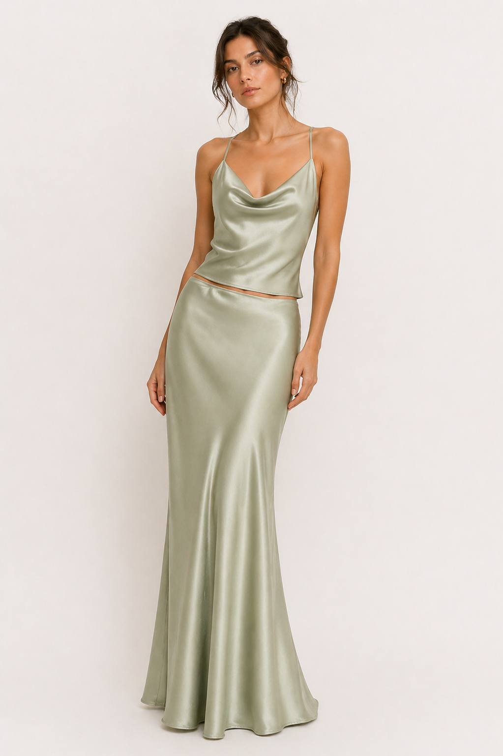 Satin Co-ord Set | Cami Top & Bias-Cut Midi Skirt | Evening & Occasion