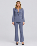 single-button blazer and flared trouser set, slate blue - worn view