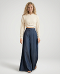 high-waist wide-leg jeans, navy - worn view