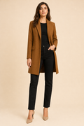 tailored single-breasted coat, brown - front view